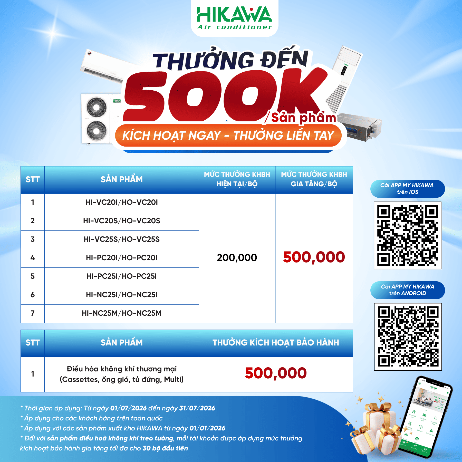 hikawa chương trình ưu đãi đặc biệt tháng 7