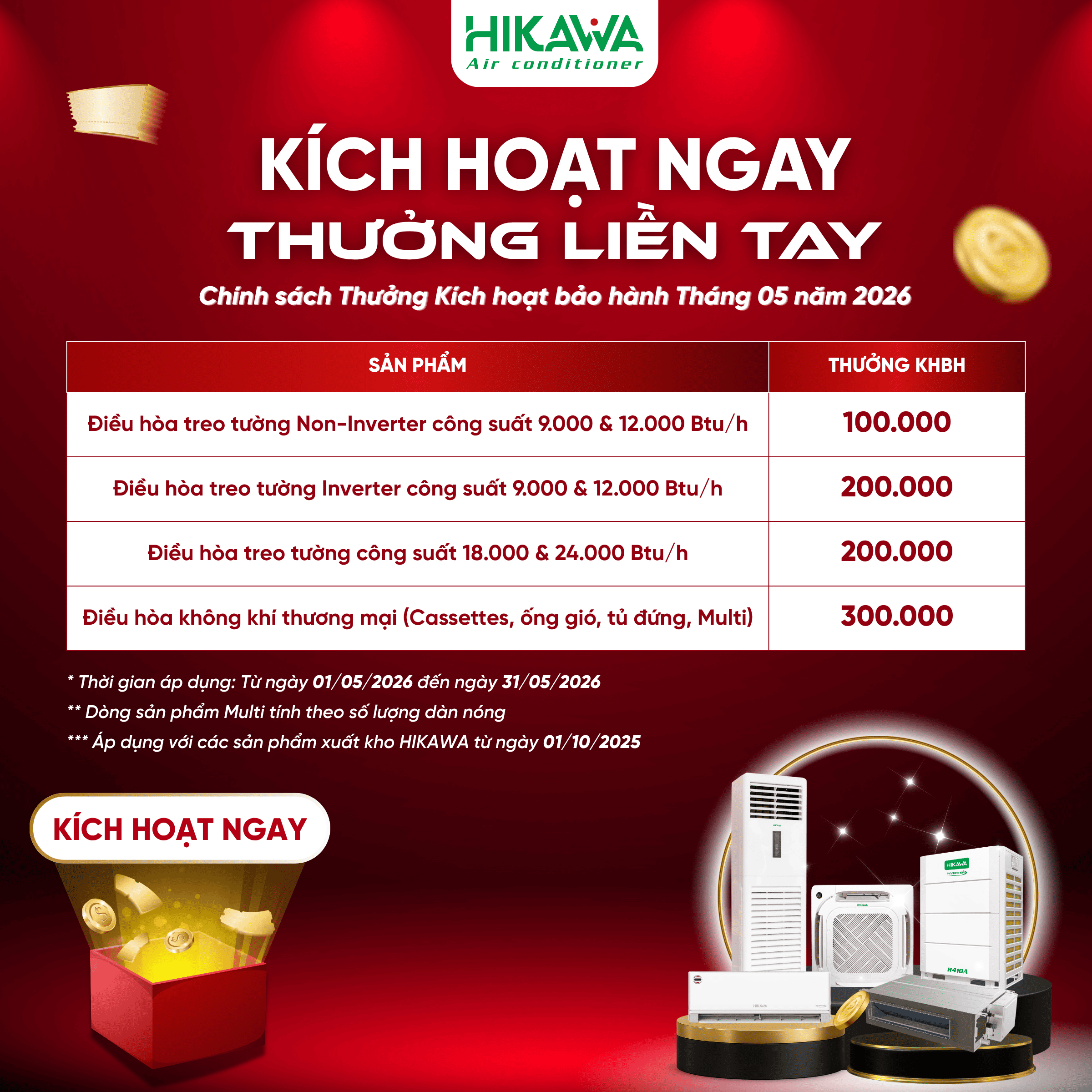 chính sách thưởng kích hoạt bảo hành tháng 05 2026